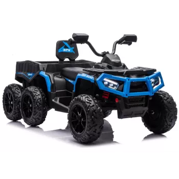 LEAN CARS Quad ATV a Bateria 6 Rodas com Atrelado JC606 24V 4x4 Azul