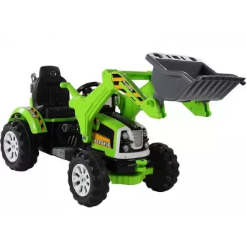 LEAN CARS Trator a Bateria com Caixa Traseira, Escavadora, Verde 3404