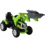 LEAN CARS Trator a Bateria com Caixa Traseira, Escavadora, Verde 3404