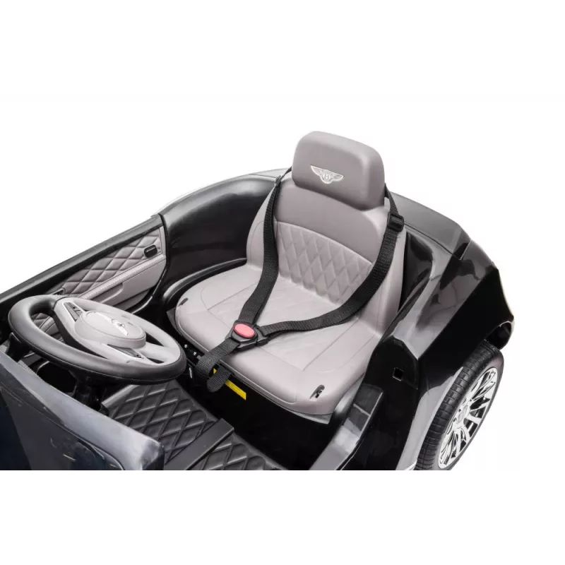 LEAN CARS Bentley Mulsanne Carro elétrico infantil, 12V, preto brilhante, comando remoto, MP3, luzes LED, pneus EVA, 3-6 anos, máx. 30 kg