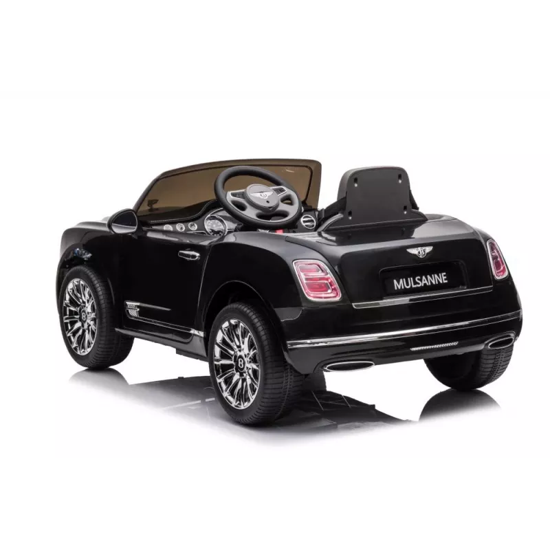 LEAN CARS Bentley Mulsanne Carro elétrico infantil, 12V, preto brilhante, comando remoto, MP3, luzes LED, pneus EVA, 3-6 anos, máx. 30 kg