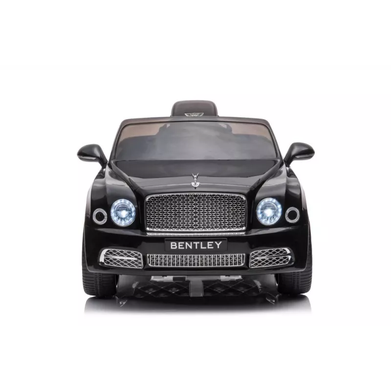 LEAN CARS Bentley Mulsanne Carro elétrico infantil, 12V, preto brilhante, comando remoto, MP3, luzes LED, pneus EVA, 3-6 anos, máx. 30 kg