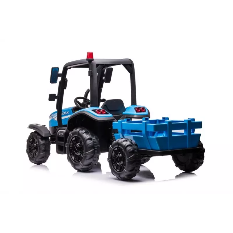 LEAN CARS Trator com bateria BLT-206 azul 12V trator de passeio com atrelado e comando