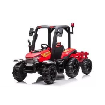 LEAN CARS trator a bateria BLT-206 vermelho, 12V 7Ah, 2x35W, carro elétrico para criança com comando e atrelado