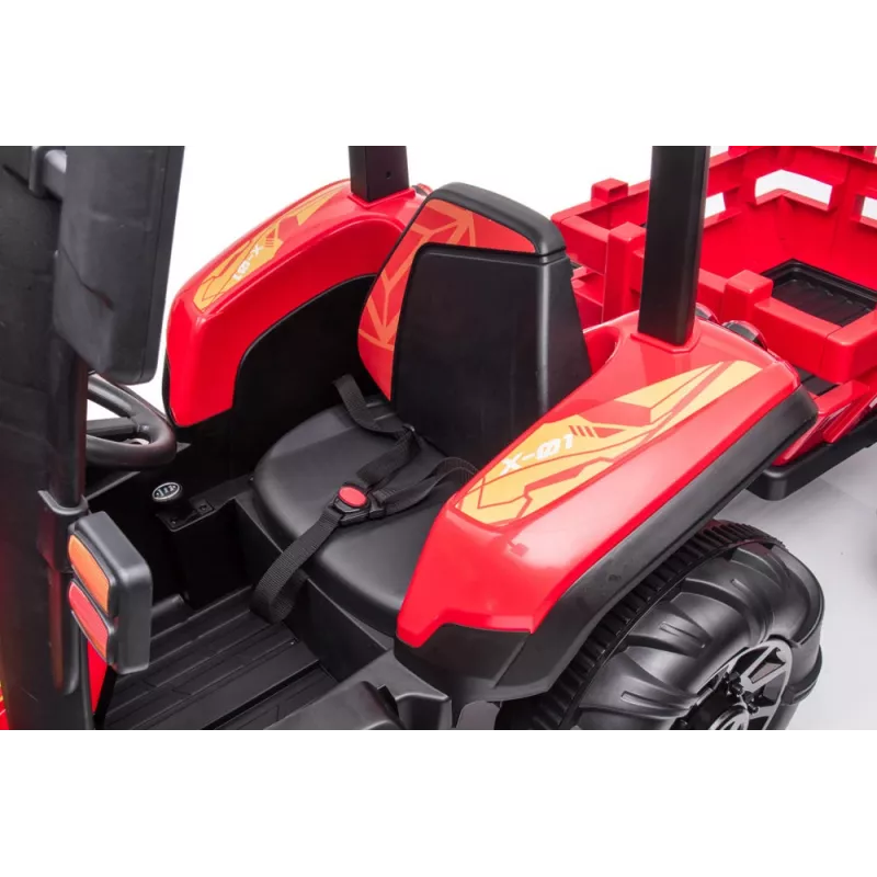 LEAN CARS trator a bateria BLT-206 vermelho, 12V 7Ah, 2x35W, carro elétrico para criança com comando e atrelado