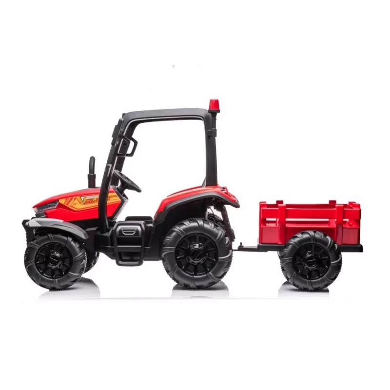 LEAN CARS trator a bateria BLT-206 vermelho, 12V 7Ah, 2x35W, carro elétrico para criança com comando e atrelado