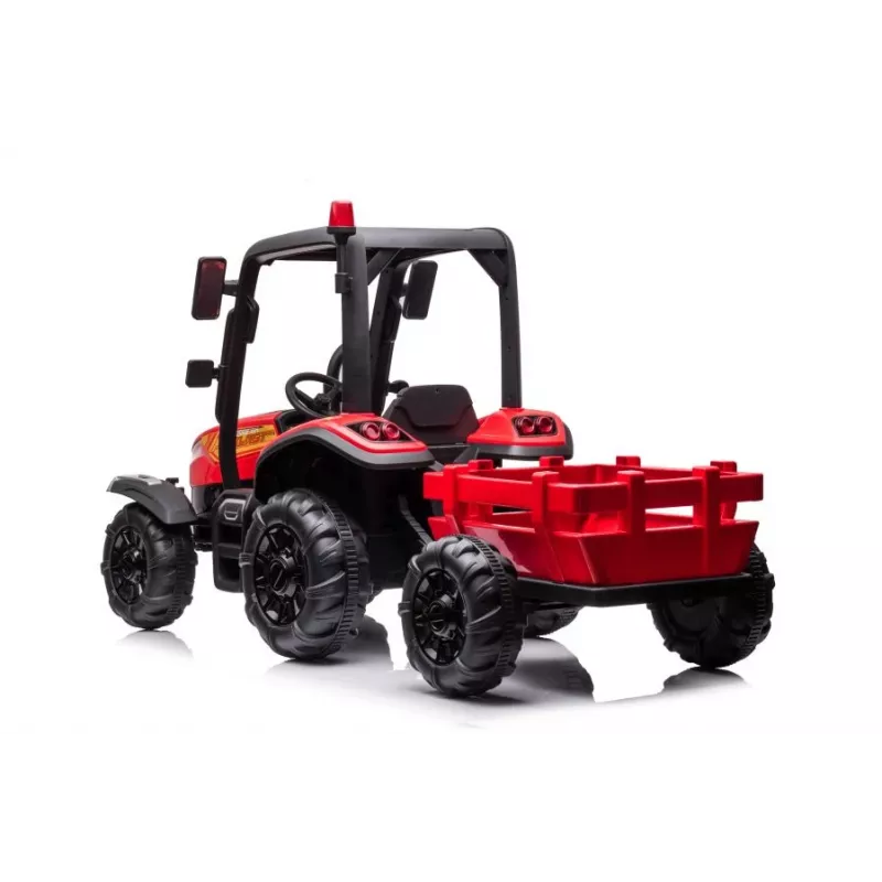 LEAN CARS trator a bateria BLT-206 vermelho, 12V 7Ah, 2x35W, carro elétrico para criança com comando e atrelado