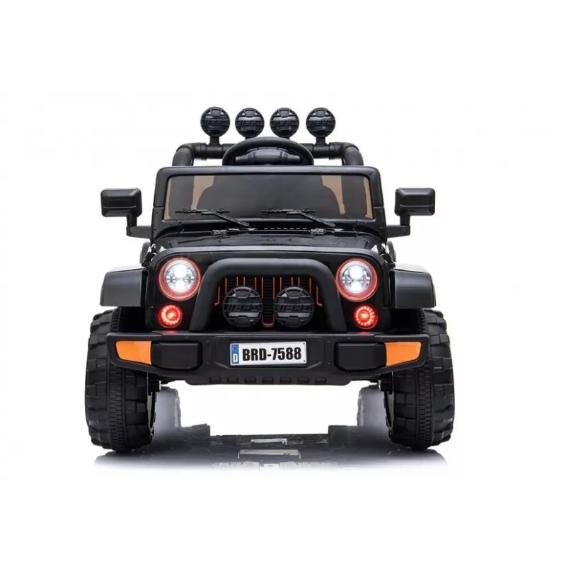 LEAN CARS Jeep elétrico para criança BRD-7588 com luzes LED, MP3, comando, preto 4x4