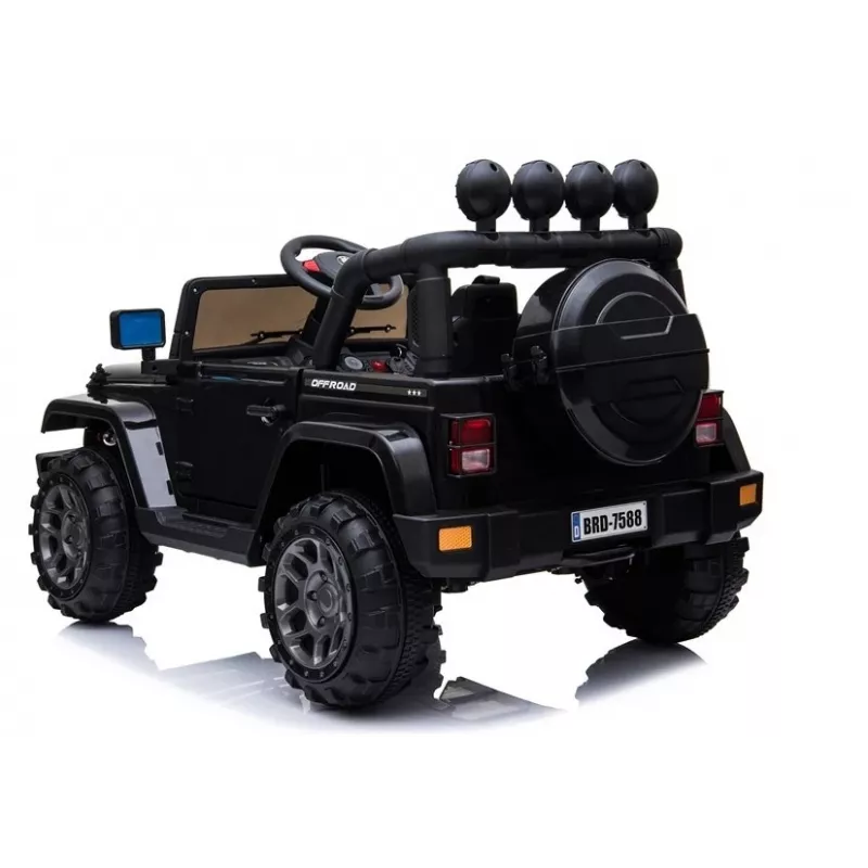 LEAN CARS Jeep elétrico para criança BRD-7588 com luzes LED, MP3, comando, preto 4x4