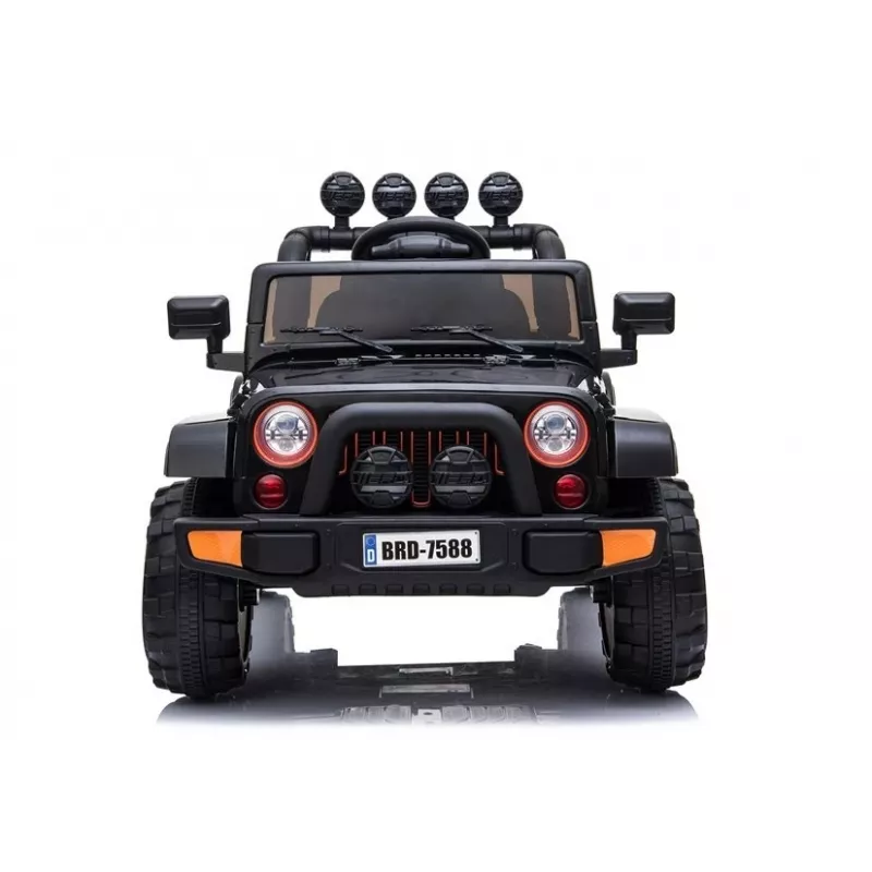 LEAN CARS Jeep elétrico para criança BRD-7588 com luzes LED, MP3, comando, preto 4x4