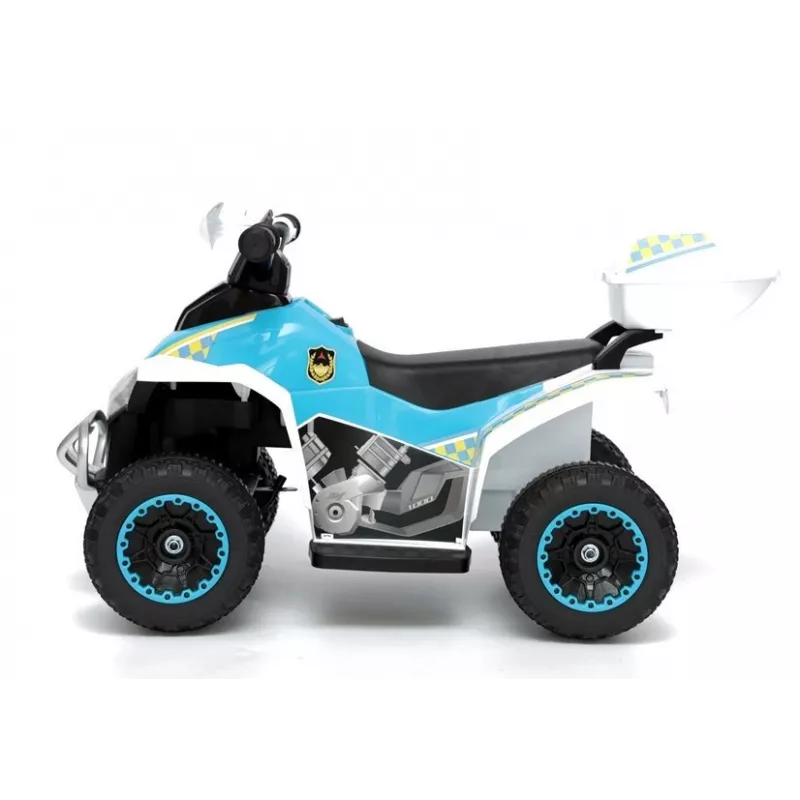 LEAN CARS Quad Polícia Elétrico para Crianças GTS1188-A Branco Luzes LED Música Espaço de Arrumação