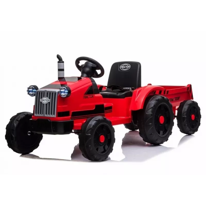 LEAN CARS Trator Elétrico CH9959 Vermelho com Atrelado, Luzes LED, Telecomando, Rádio
