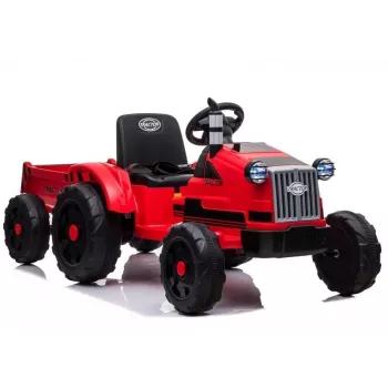 LEAN CARS Trator Elétrico CH9959 Vermelho com Atrelado, Luzes LED, Telecomando, Rádio