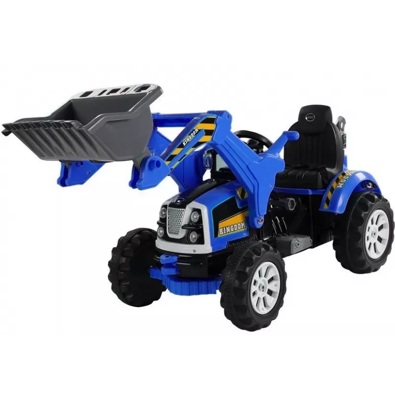 LEAN CARS Trator Elétrico para Montar com Escavadora de Pá Azul