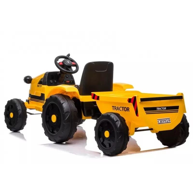 LEAN CARS Trator Elétrico com Atrelado CH9959 Luzes LED Rádio Amarelo