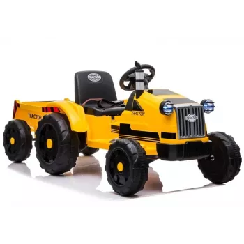 LEAN CARS Trator Elétrico com Atrelado CH9959 Luzes LED Rádio Amarelo