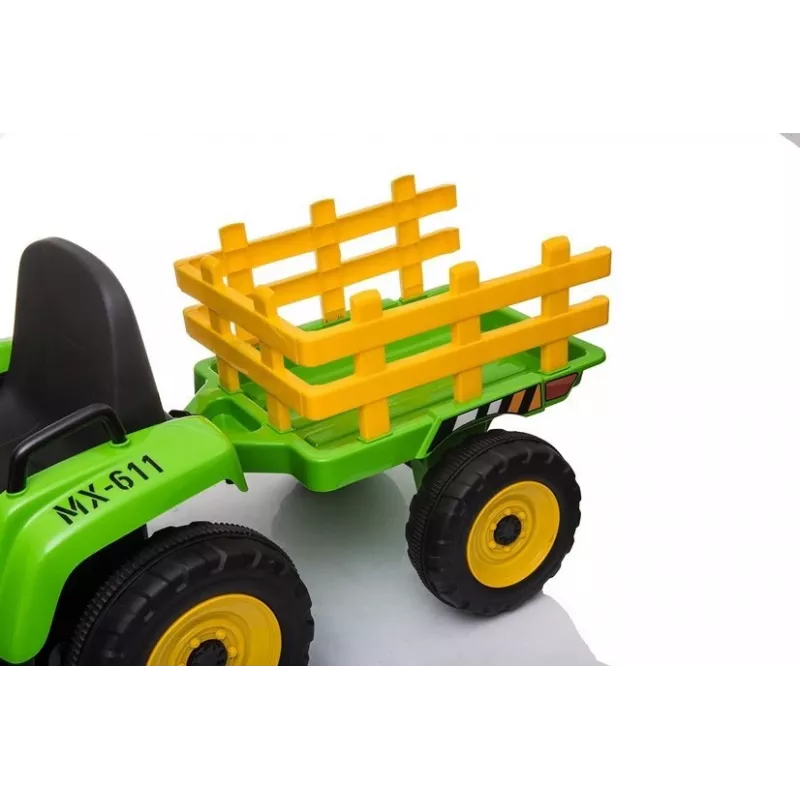 LEAN CARS Trator Elétrico com Atrelado XMX611 Luzes LED Verde