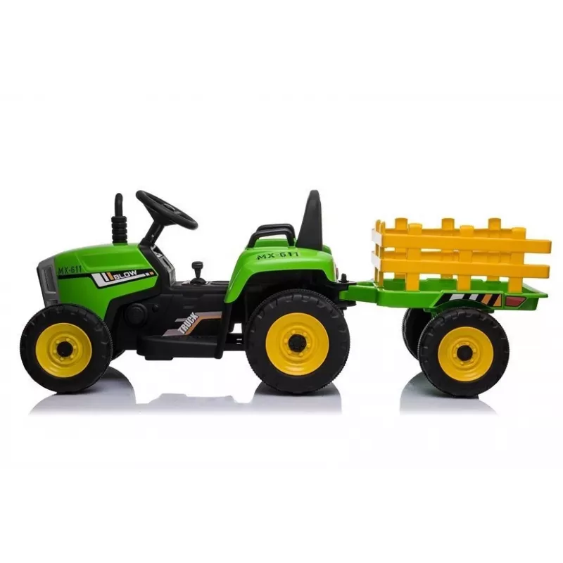 LEAN CARS Trator Elétrico com Atrelado XMX611 Luzes LED Verde