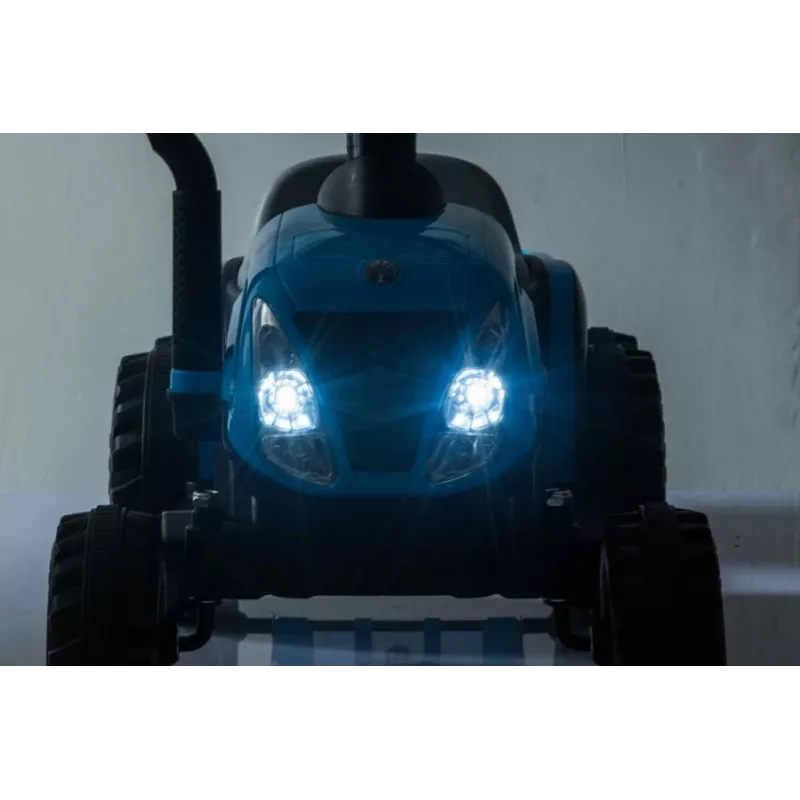 LEAN CARS trator elétrico com atrelado A009 azul - veículo 12V, 2x35W, comando remoto