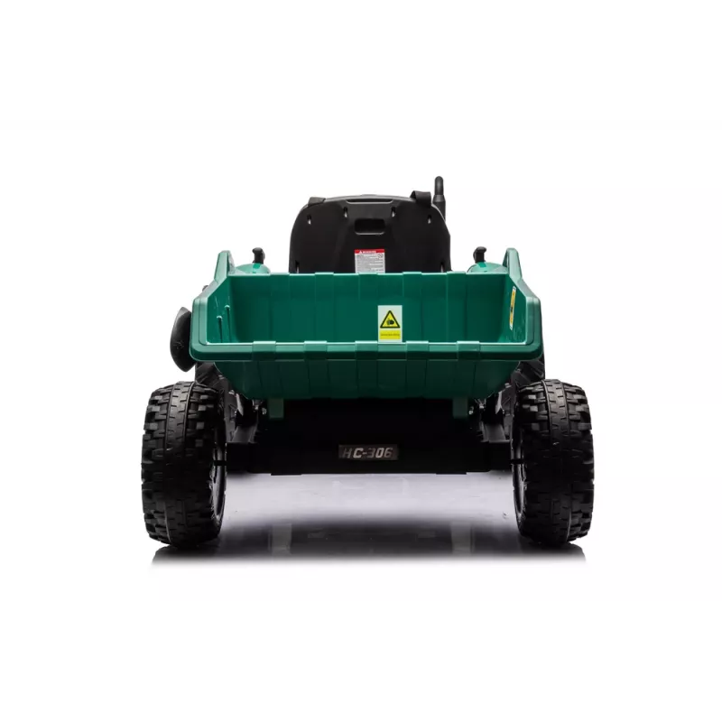 LEAN CARS HC-306 Trator a Bateria Com Reboque Verde Escuro 24V