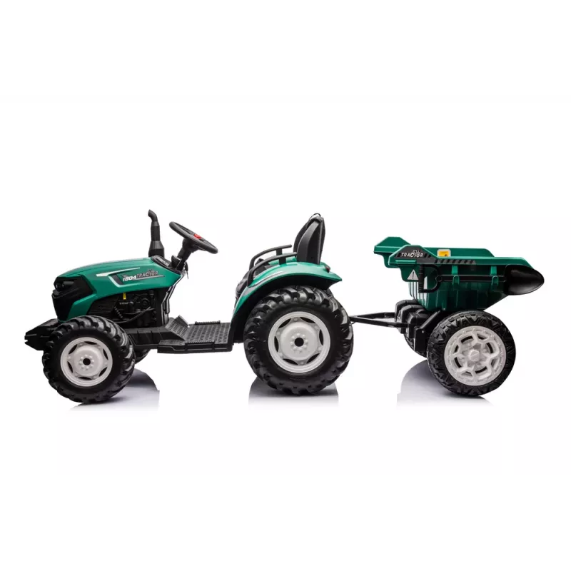 LEAN CARS HC-306 Trator a Bateria Com Reboque Verde Escuro 24V