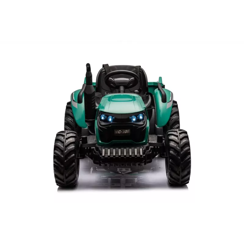 LEAN CARS HC-306 Trator a Bateria Com Reboque Verde Escuro 24V