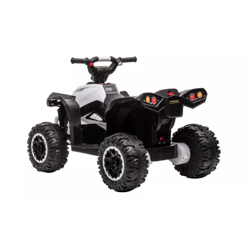 LEAN CARS HL568 Quad elétrico branco para crianças – 12V 2x35W, rodas EVA, luzes LED, MP3/USB/AUX (modelo 13558)