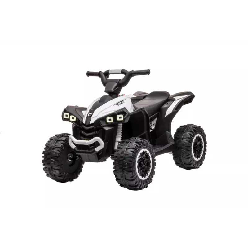 LEAN CARS HL568 Quad elétrico branco para crianças – 12V 2x35W, rodas EVA, luzes LED, MP3/USB/AUX (modelo 13558)