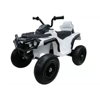 LEAN CARS Quad BDM0906 Veículo Elétrico para Crianças com Pneus de Ar, Luzes LED, MP3, Branco