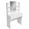 LEAN Penteadeira com Espelho LED, Prateleiras, Gavetas, Branco 140x80x40 cm