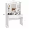 LEAN Penteadeira com Espelho LED, Prateleiras, Gavetas, Branco 140x80x40 cm