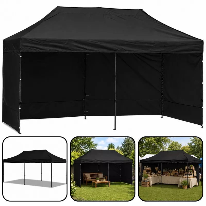 Tenda de jardim LEAN Express para catering pavilhão comercial preta 3x6 m