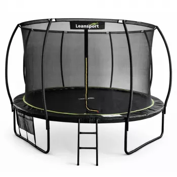 LEAN Trampolim de jardim com rede interior preto e verde 366CM 12FT