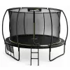 LEAN Trampolim de jardim com rede interior preto e verde 487CM 16FT