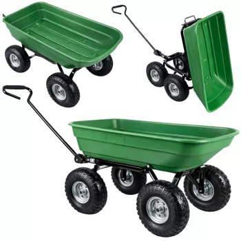 LEAN Carrinho de transporte de jardim com caixa basculante amovível verde 120 kg
