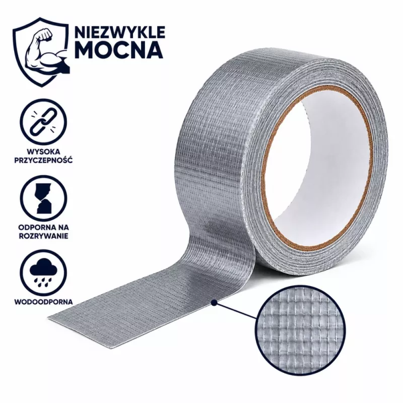 LEAN Cinzento Fita de Reparação Reforçada Forte Prateada 48mm x 15m