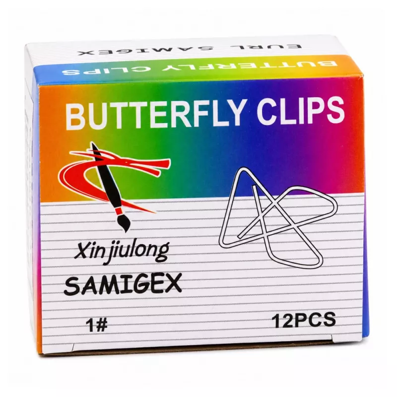 Clipes metálicos em forma de borboleta LEAN para documentos de escritório, 64 mm, 12 unidades