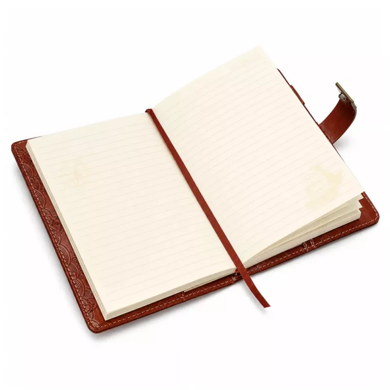LEAN Caderno Diário Caderno de Senhas Couro Ecológico Castanho com Remo A5