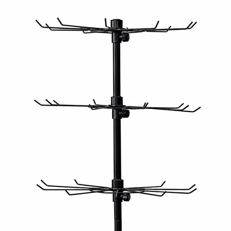 LEAN Suporte giratório 5 níveis com rodas preto 40x150cm, rotação 360°, aço com pintura em pó