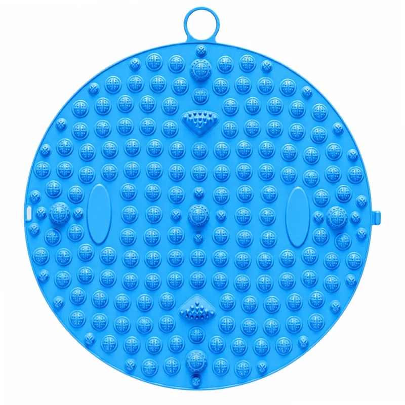 Tapete de massagem de pés por acupressão redondo LEAN com nódulos, azul, 33 cm