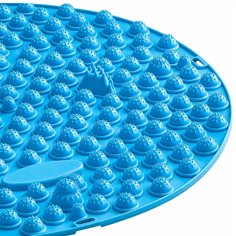 Tapete de massagem de pés por acupressão redondo LEAN com nódulos, azul, 33 cm