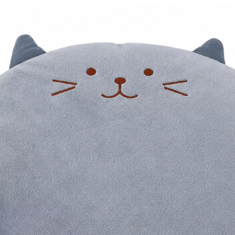 LEAN Almofada Redonda de Peluche para Cadeira Gato Cinzento Assento Macio 40 cm