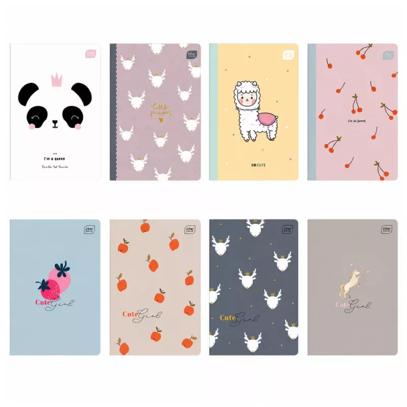LEAN SCHOOL INTERDRUK caderno A5, pauta colorida tripla, 16 folhas, vários designs