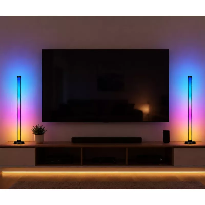 Candeeiros de chão inteligentes LEAN Luzes LED RGB coloridas Controlo remoto App 125cm 2 unid.