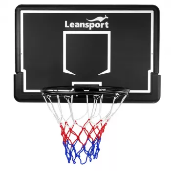 LEAN SPORT 30566 cesto de basquetebol e tabela - tabela de policarbonato 90cm, montagem na parede, preto/vermelho