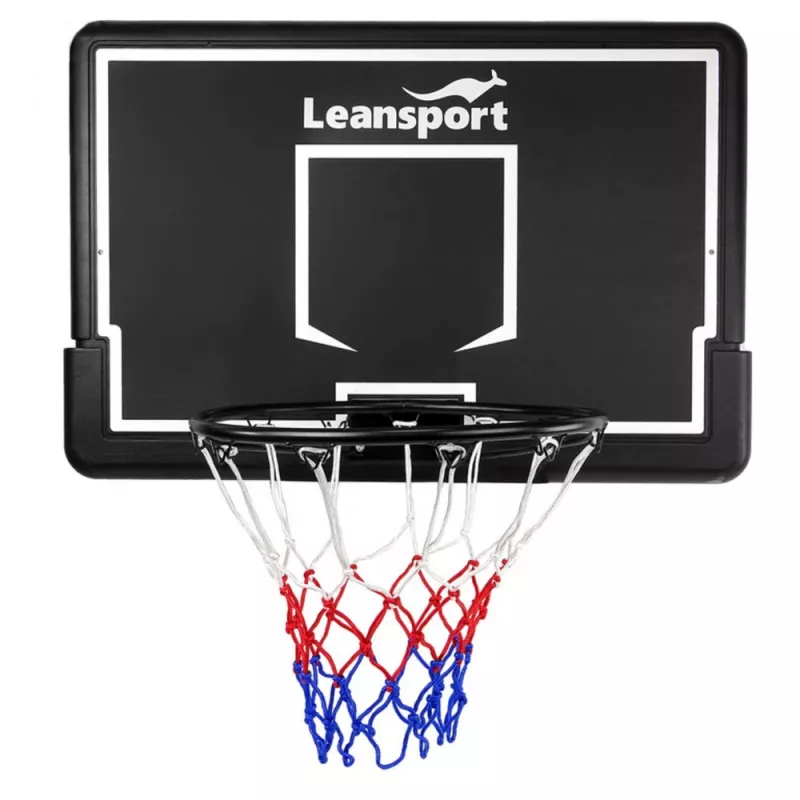 LEAN SPORT 30566 cesto de basquetebol e tabela - tabela de policarbonato 90cm, montagem na parede, preto/vermelho