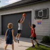 LEAN SPORT 30566 cesto de basquetebol e tabela - tabela de policarbonato 90cm, montagem na parede, preto/vermelho