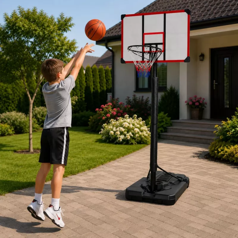 Cesto de basquetebol LEAN SPORT com suporte móvel ajustável 200-305cm