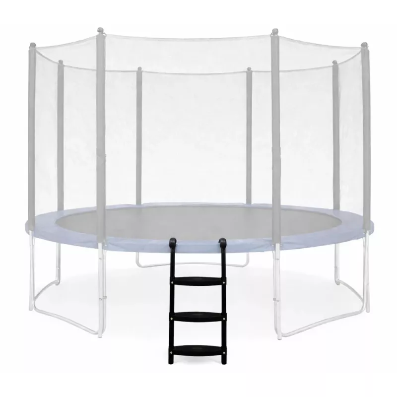 LEAN SPORT BEST escada de trampolim 97 cm – 2 degraus, antiderrapante, aço, universal, preto