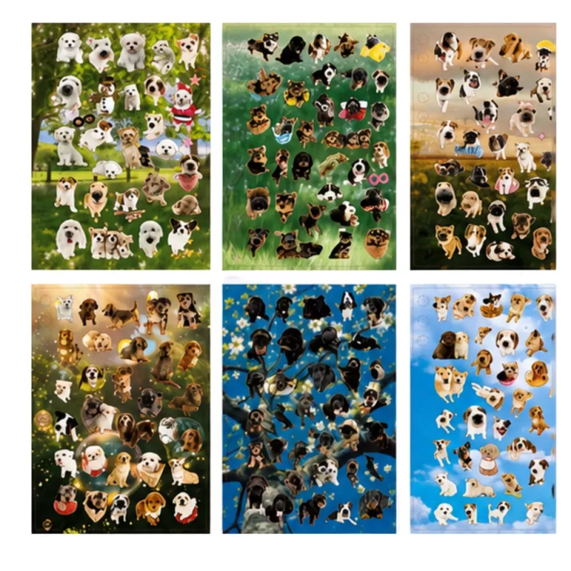 LEAN Livro de Autocolantes Raças de Cães Álbum de 800 Autocolantes Brilhante Mate